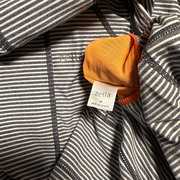 Zella Hooded Grey Stripe/Orange Zip*2Way Zipper Jacket size M - Picture 4 of 8